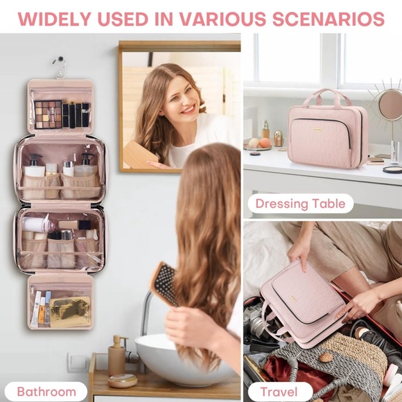 Toiletry Bag with Hanging Hook, Portable Makeup Cosmetic Bags, Space-efficient. - Picture 4 of 5